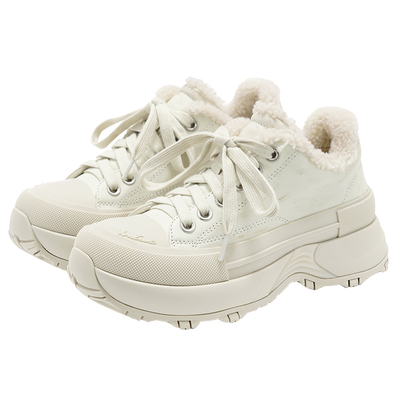 戚薇同款VITTORIO VENTURA薇薇燃 牛皮厚底毛毛鞋加绒板鞋