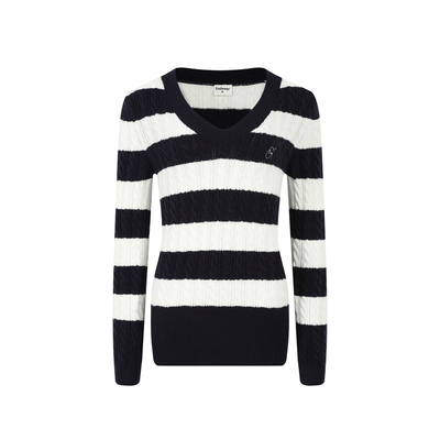 KSXN条纹V领时尚针织衫