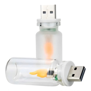 LED仿真火焰氛围灯车载桌面USB火苗特效蜡烛创意小夜灯装饰RX9008