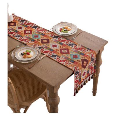 摩洛哥民族风红色几何提花床尾巾