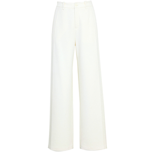 夏莫卡白色香蕉裤女秋冬报恩梨形裤亲肤绒感醋酸绵羊毛弯刀裤8399