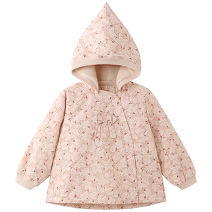 【商场同款】英氏儿童连帽短外套加绒女童秋冬新款保暖三防夹克