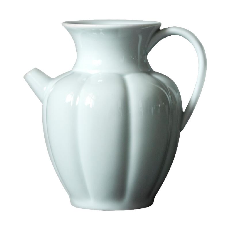 中式禅意花器湖田瓜棱茶室装饰品