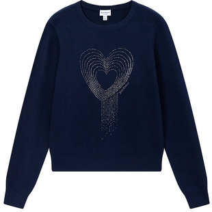 【含绵羊毛】Juicy Couture橘滋针织衫女藏青毛衣上衣