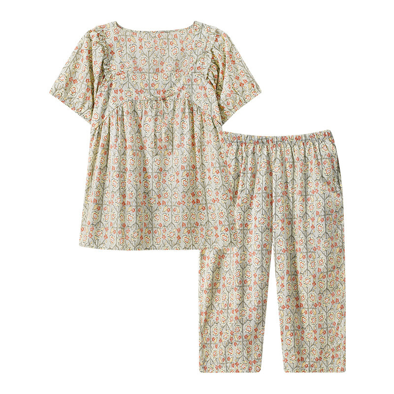康汝雅夏季纯棉短袖七分裤家居服