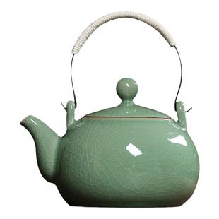 灵青坊青瓷大容量泡茶壶陶瓷大号提梁壶夏季凉水壶耐高温带过滤网