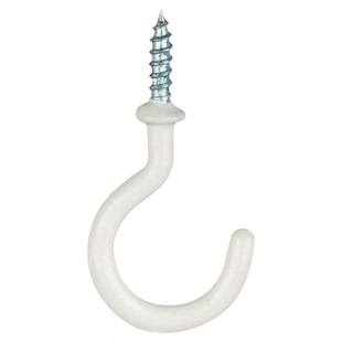 开口钩金属挂钩铁艺自攻螺丝钩环杯子钩子吊顶灯钩白色问号钩杯钩