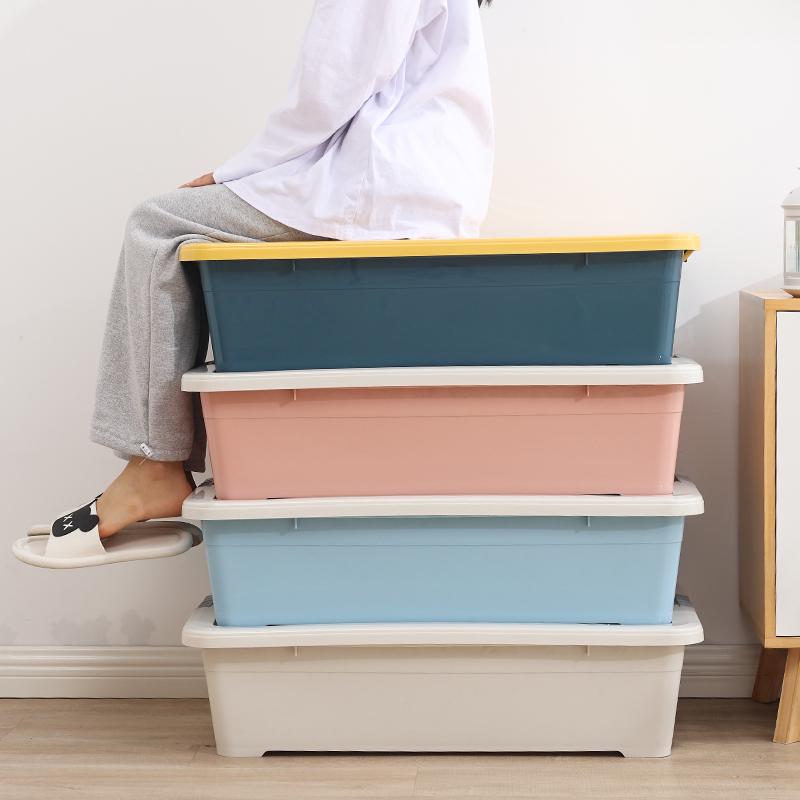 扁平床底收纳盒塑料特大号带底下床箱被子箱储物箱轮收纳大衣整理