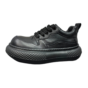 男鞋2026春季新款头层牛皮轻便厚底增高真皮透气潮流休闲大头皮鞋