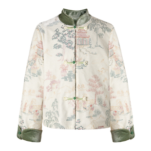 LittleNaive 女童新中式提花外套春秋新款儿童国风丝绒外套