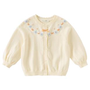 戴维贝拉女童毛衣开衫2026新款春装宝宝纯棉针织衫儿童洋气外套