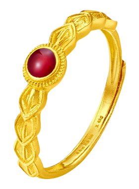 老庙富富有余红鎏彩龙鳞戒指