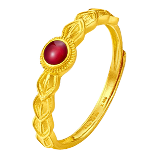 老庙黄金足金999古法富富有余红鎏彩龙鳞活口戒指鳞片守护黄金甲