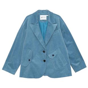 MOVEUP幻走2024秋季新款.FUN系列灯芯绒西装设计师中长款外套女