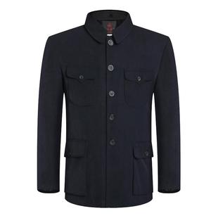 中山装男中老年套装父亲装爷爷装婚宴服老年人衣服70老年男装80岁