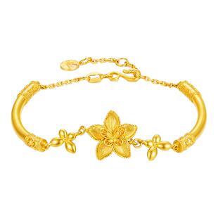 周大生十二花神联名|黄金手链女古法足金蝴蝶手饰手镯送女友礼物