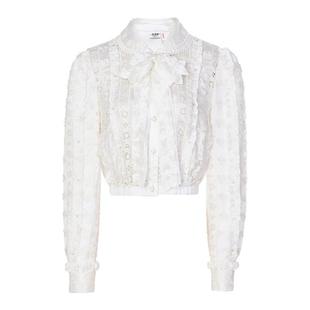 lefame拉飞姆2025冬季新款时尚法式洋气千金马德拉刺绣上衣内搭女