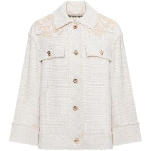 GEGINA吉吉娜秋冬季新品蕾丝拼接简洁百搭外套保暖高级感时髦外套