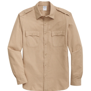 Brooks Brothers/布克兄弟男士25秋冬棉羊绒双口袋纯色美式衬衫