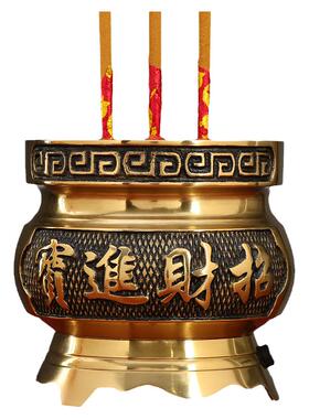 黄铜电香炉led家用供神圆通佛具