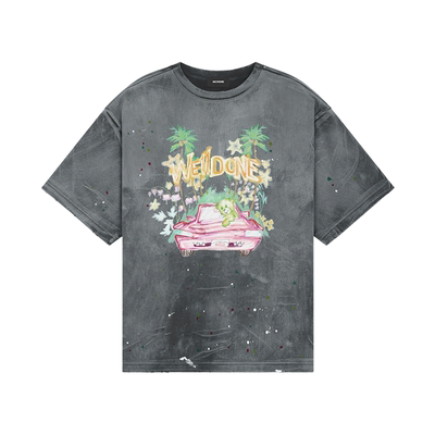 WE11DONE26夏季新品男女同款彩绘印花脏染效果T恤休闲时尚潮流