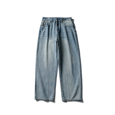 ONUN复古水洗冰蓝宽松直筒牛仔裤