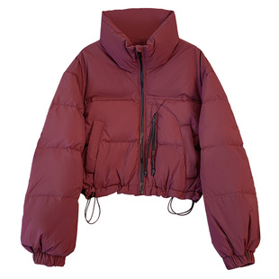 酒红色立领小款羽绒服女2025秋冬季新款高级感韩版小个子短款外套
