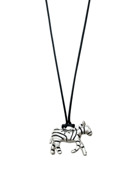 韩国ins风饰品斑马吊坠皮绳项链