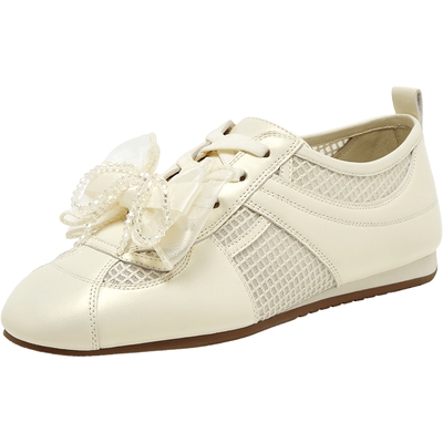 真美诗蝴蝶结网面芭蕾德训鞋