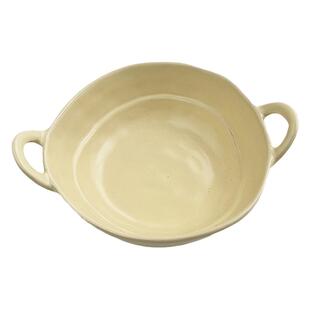 安木良品 ins酸奶碗具日式复古手捏不规则哑光陶瓷双耳汤面沙拉碗