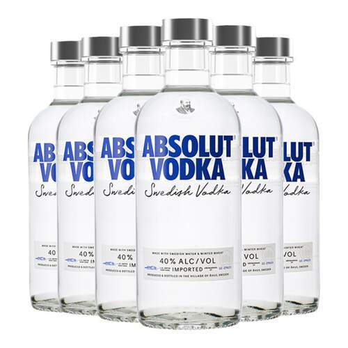 ABSOLUT绝对伏特加原味500ml*6瑞典原装进口正品洋酒组合调酒专用