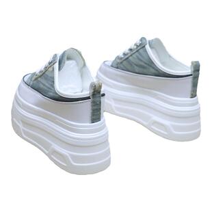 外穿拖鞋夏季超高女夏外增高10cm松糕小白鞋懒人厚底12厘米包头鞋