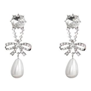 蝴蝶结珍珠款螺旋耳夹女无耳洞2025新款潮轻奢高级感气质复古耳饰