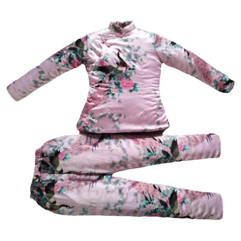 民族风女士棉花棉裤棉衣加厚套装仿真丝偏襟复古棉服纯手工内胆冬