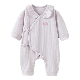 童泰婴儿连体衣春秋季纯棉新生儿衣服女宝宝蝴蝶哈衣爬服和尚服