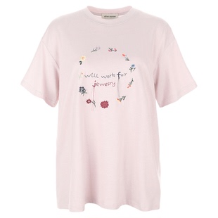 wana try刺绣花花T恤2026夏季新款韩系休闲简约宽松女款短袖上衣