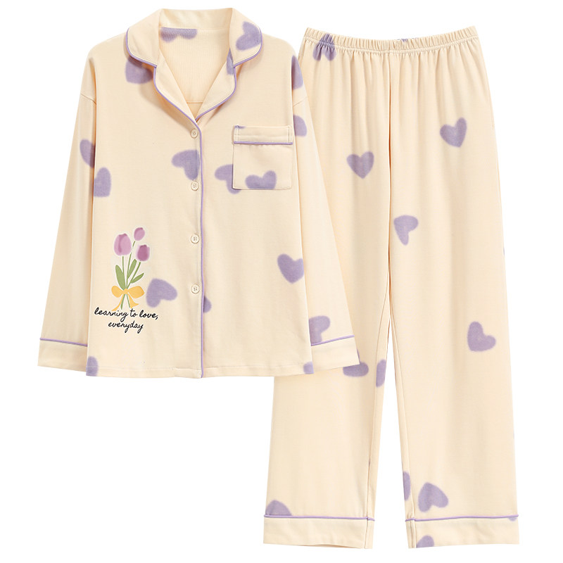 女韩版宽松大码长袖家居服套装