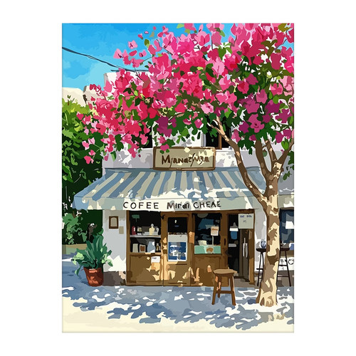 岛屿咖啡diy数字油画填色颜料涂色手绘丙烯画治愈无聊解闷装饰画