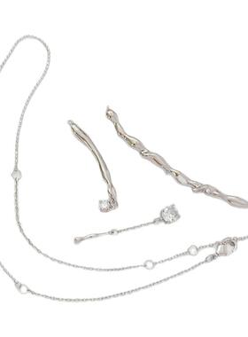 强保色镶锆不规则连接半成品项链