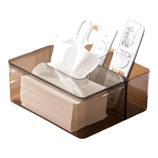 日系简约纸巾盒抽纸盒家用客厅卫生间亚克力创意多功能透明餐巾盒