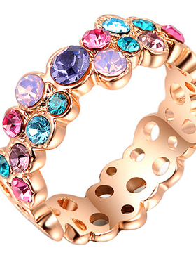 戒指韩国时尚滚轮鸡尾酒半圈