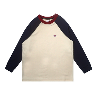 加绒保暖 MANUKIDS童装男童25秋冬撞色插肩中大童打底衫长袖T恤