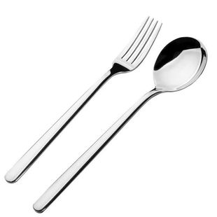 316不锈钢勺子叉子套装餐具高档汤勺家用食堂创意勺叉调羹勺长柄