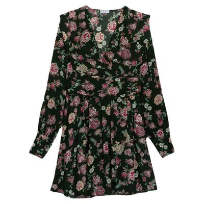 法国专柜现货claudie pierlot时尚碎花系腰v领收腰连衣裙法式茶歇
