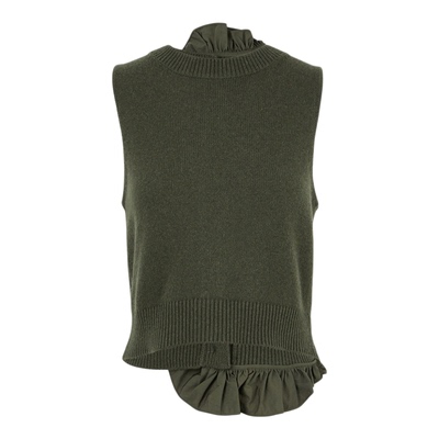 【季末折扣】CECILIE BAHNSEN 秋冬女荷叶边羊绒针织打底衫背心