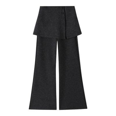 拉夏贝尔加绒羊毛屁帘微喇裤女冬