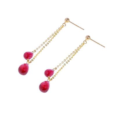 若华珠宝红宝石耳环18K金