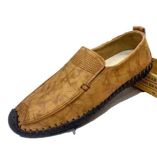 春季休闲皮鞋男士一脚蹬驾车豆豆鞋软底老北京布鞋懒人男款单鞋