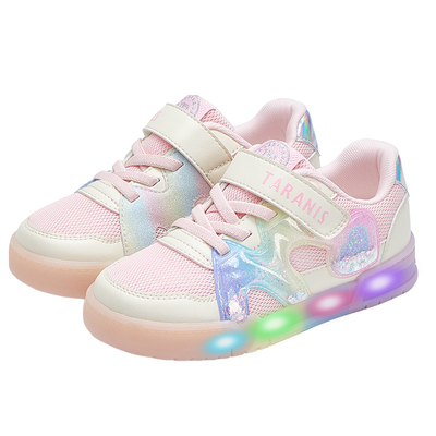 泰兰尼斯童鞋儿童板鞋春季新款女童闪灯鞋男童可控开关发光休闲鞋