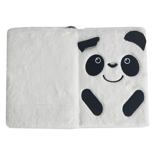 成都文创可爱卡通熊猫毛绒手账笔记本日记本生日礼物送朋友纪念品